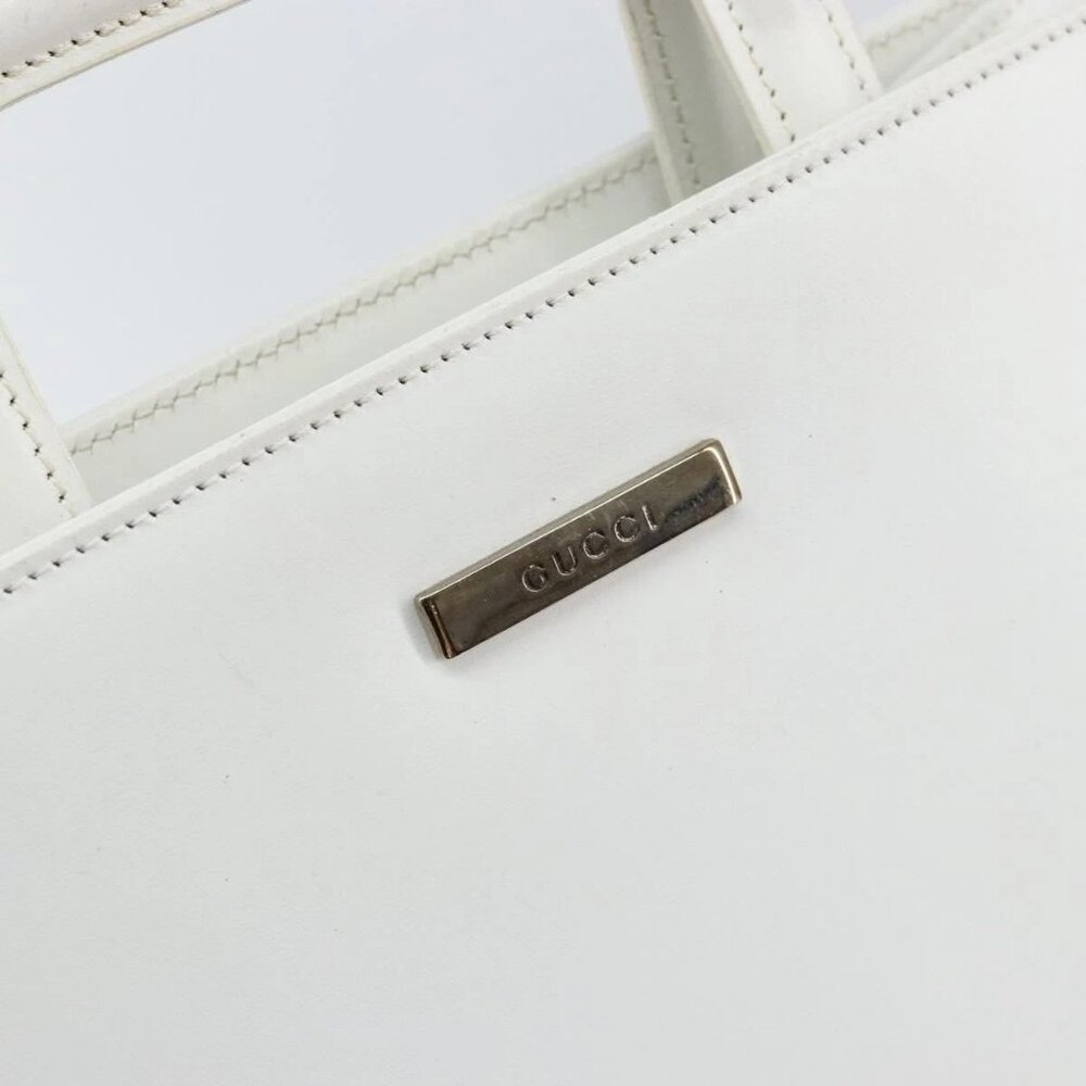 GUCCI Hand Bag Leather White Gold 001 2122 1773 Auth 146899 - Picture 9 of 16